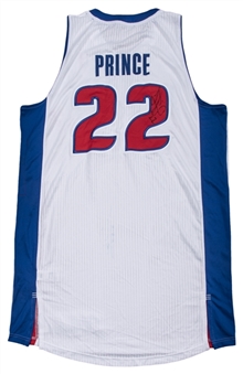 2011 Tayshaun Prince Game Used & Signed Detroit Pistons Home Jersey (Player LOA & JSA)